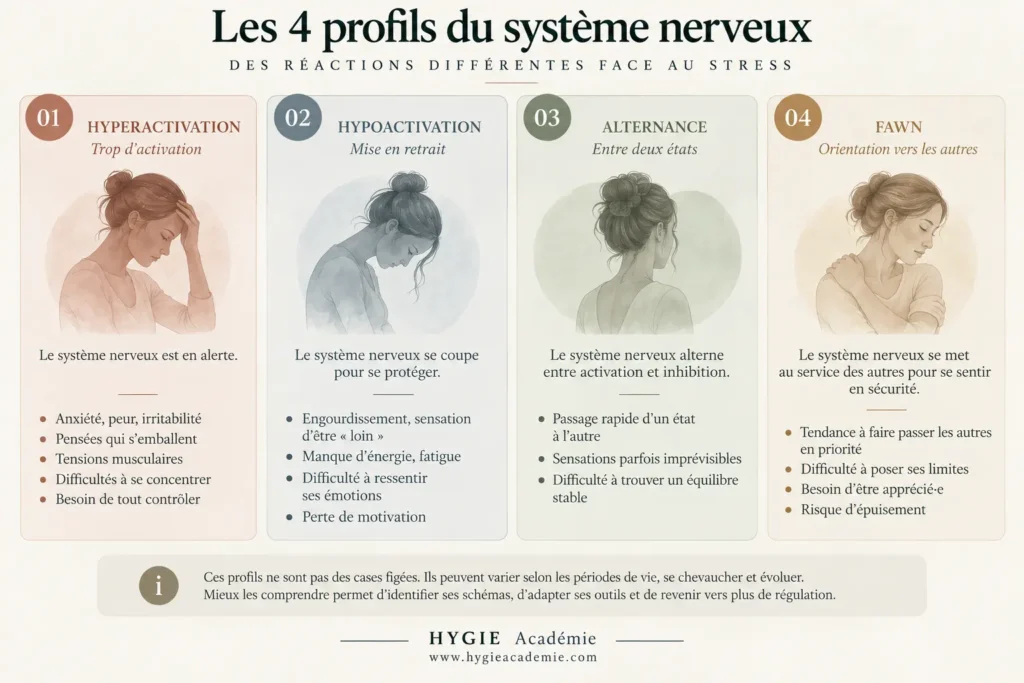 Infographie des 4 profils du système nerveux dysrégulé